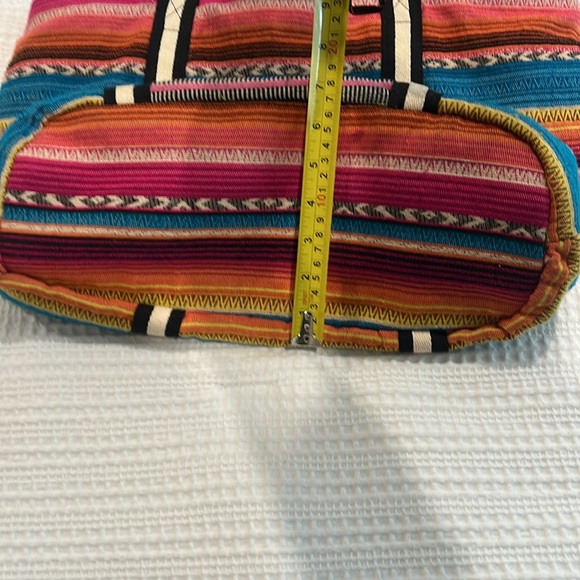Large Boho striped Peruvian Mexican Zarape Tote beach Bag - Picture 12 of 15